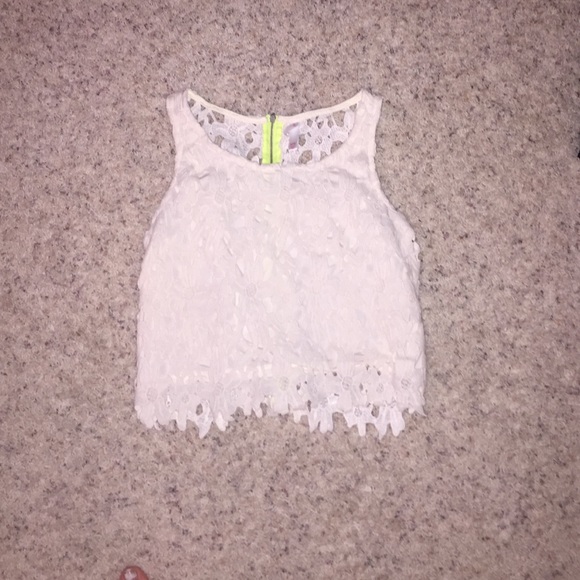 white lace crop top