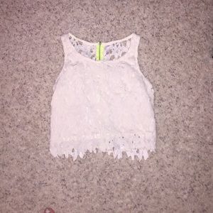 white lace crop top