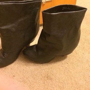 Black fold over heel boots