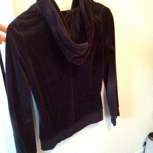 Black velour zip-up hoodie