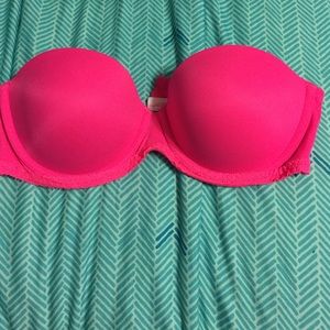 PINK neon pink Strapless bra
