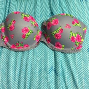 PINK Gray and Pink floral bra
