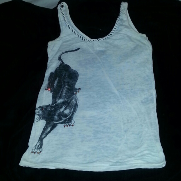 Arma Sheer Red Rhinestone Embellished Jaguar Shirt