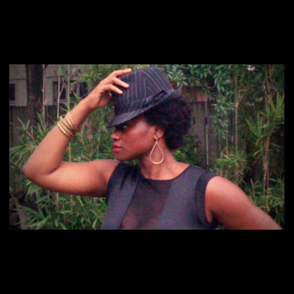 Pinstripe fedora with side bow