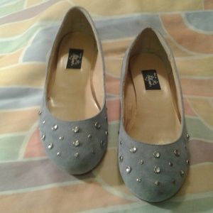 Embellished suede flats