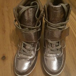 Metallic Wedge Sneakers