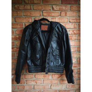 Miss London Faux Leather Bomber Jacket