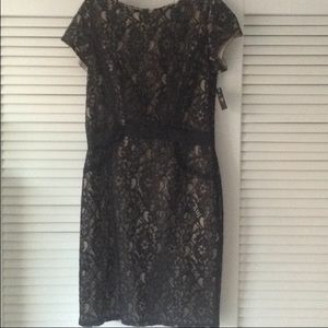 Black lace work dress