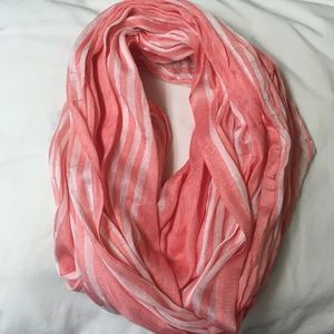 Coral and white scarf