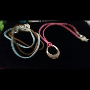 New Pink Leather Necklace