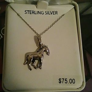 Sterling silver horse pendant necklace