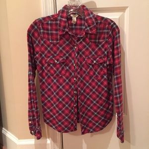 Red & blue comfy flannel long sleeve shirt
