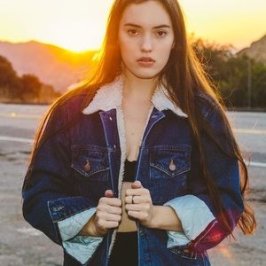 American Apparel Unisex Denim Sherpa Jacket