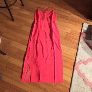 Pink / coral maxi dress with slit