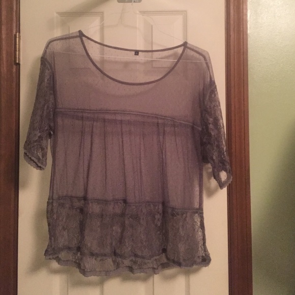 Grey Lace Top