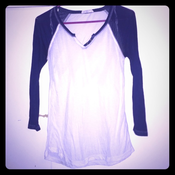 Blue & white baseball tee