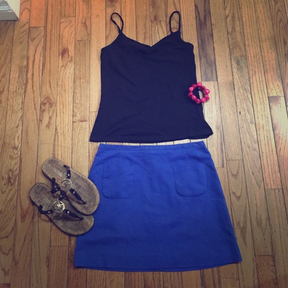 Bright blue mini skirt with two front pockets