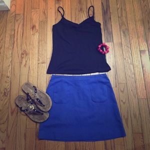 Bright blue mini skirt with two front pockets