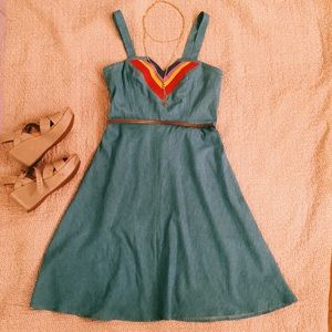 🌈 Modcloth Chambray rainbow dress 🌈