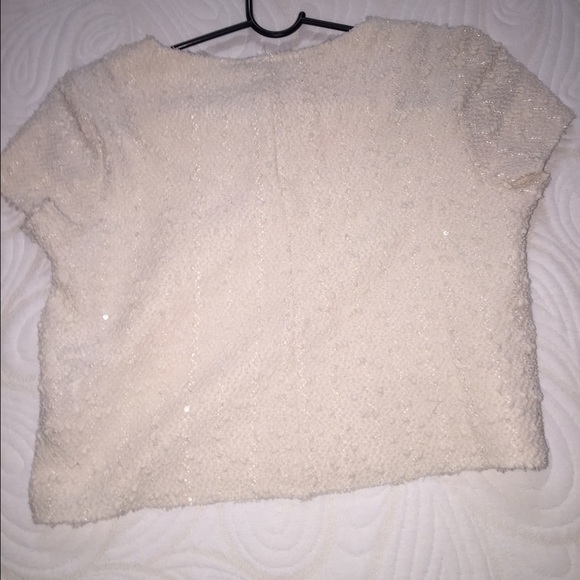 Sequin cream crop top. NWOT - Picture 2 of 2