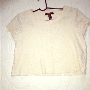 Sequin cream crop top. NWOT
