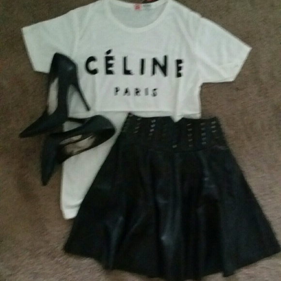 Studded faux leather like skirt nwot - Picture 2 of 4