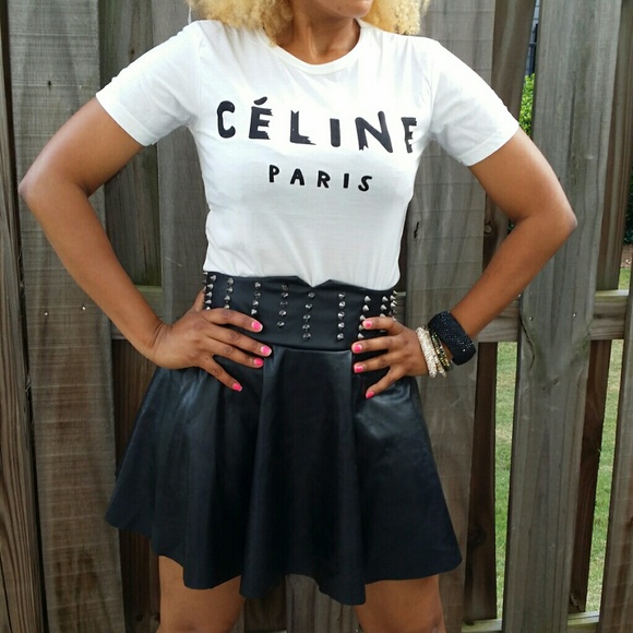 Studded faux leather like skirt nwot - Picture 3 of 4