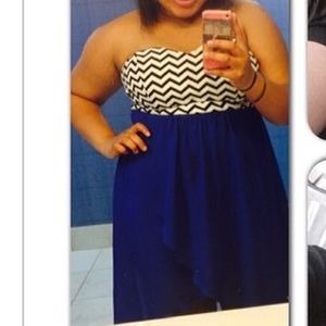 Chevron blue and pink high low dress😊