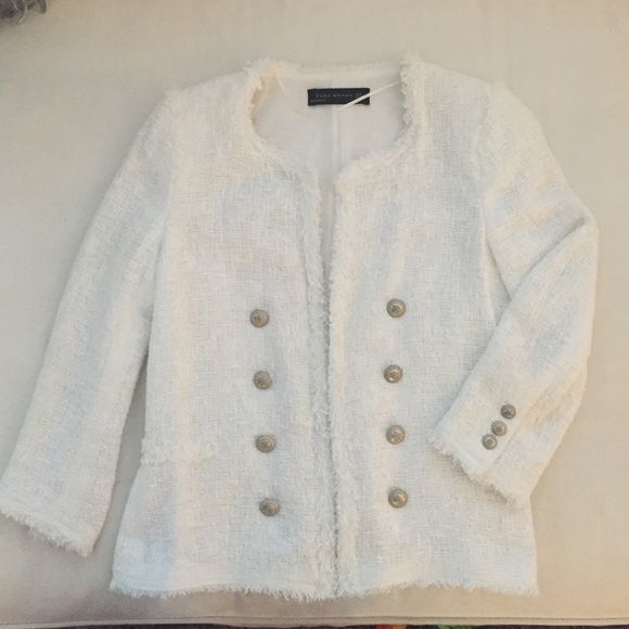 Zara Jackets & Blazers - Zara Tweed Blazer White