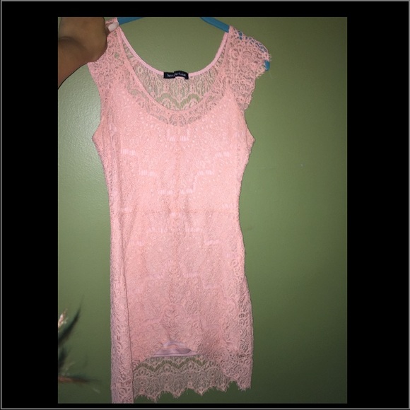 Peach, lace short sleeve dress - Picture 1 of 2
