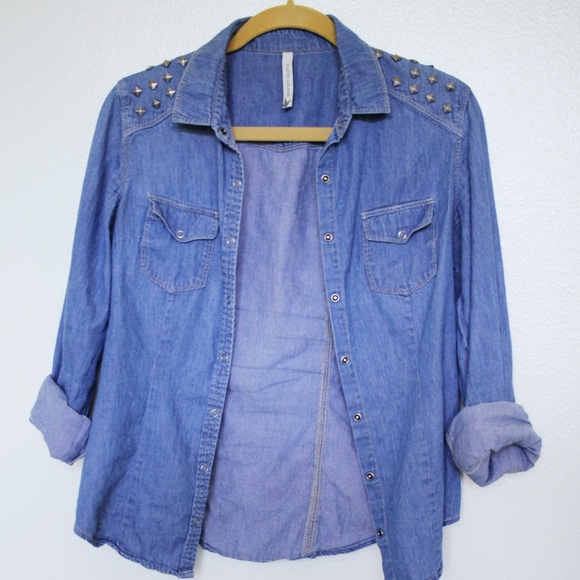 Studded Denim Button Up. //