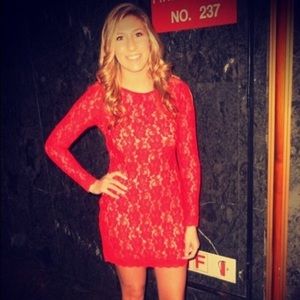 Express sexy red lace dress!