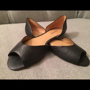 New Black Leather d'Orsay Flats
