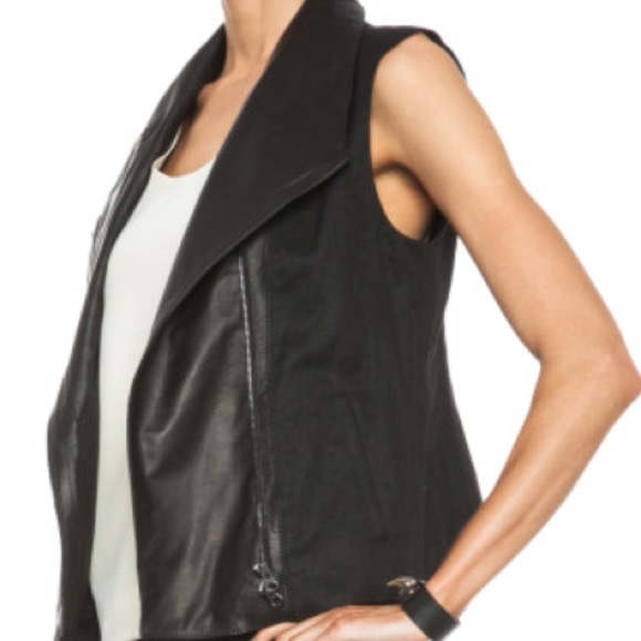 FINAL SALE Vince Leather Linen Blend Black Vest - Picture 2 of 4