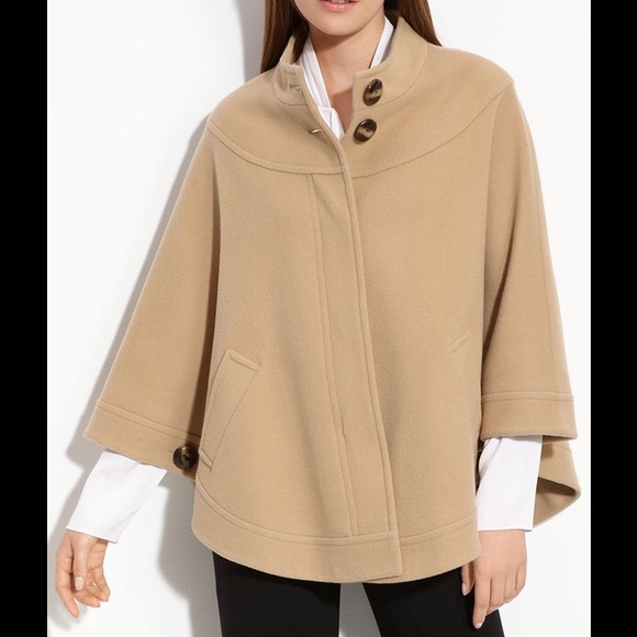 Helene Burman Wool Cape w/Concealed Button Front