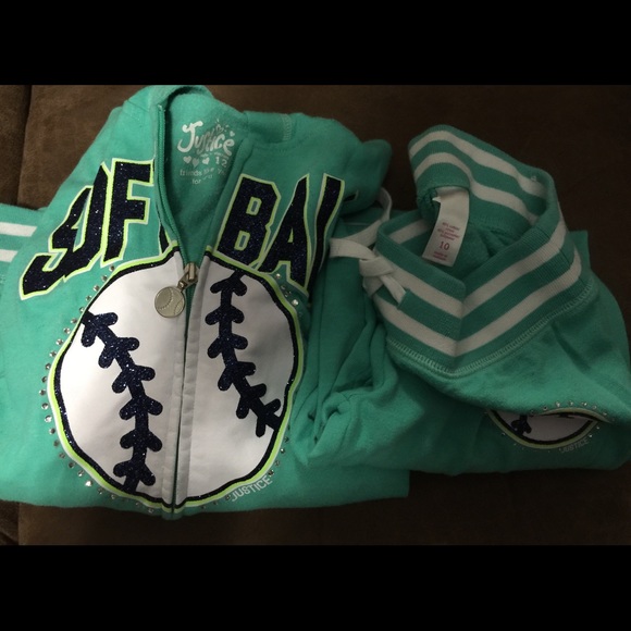 Justice Mint Green softball jogging outfit