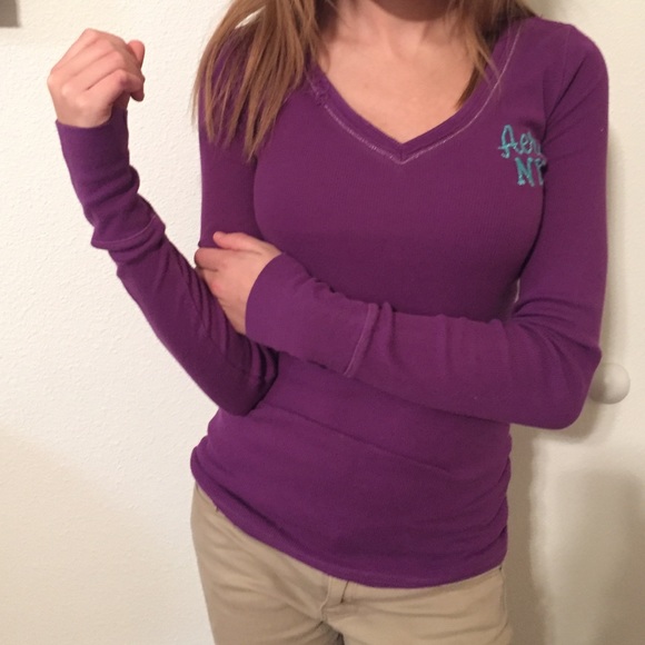 Purple V-Neck Henley