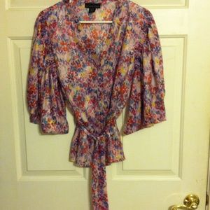 Attention Floral Sheer Blouse Size XL