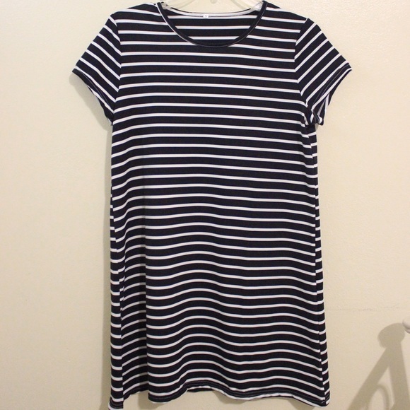 Black Striped T-Shirt Dress
