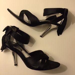 Black Satin Bow Heels