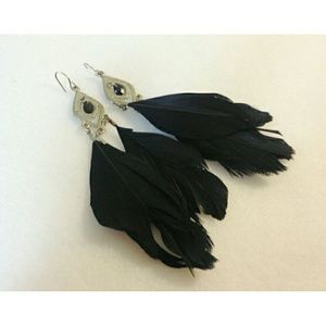 Black feather earrings