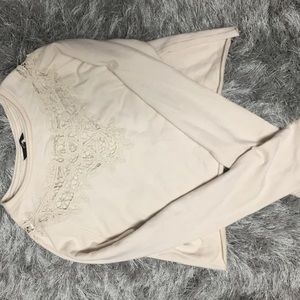 Cream H&M crewneck lace sweater