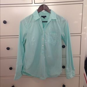 JCrew Mint Green Popover Shirt