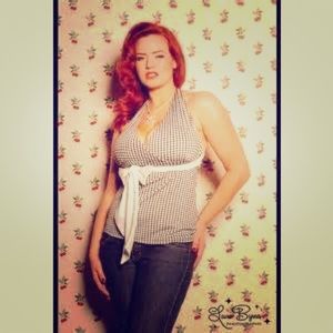Gingham black white pin up couture top girl