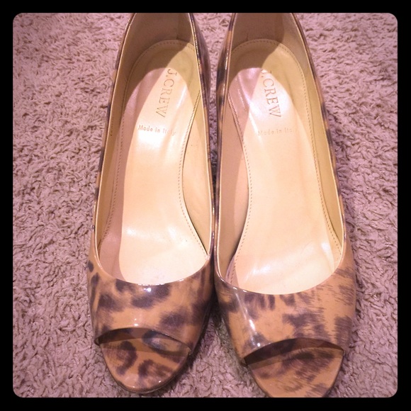 Jcrew leopard peep toe