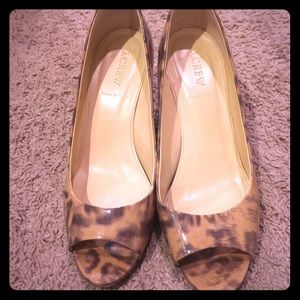 Jcrew leopard peep toe