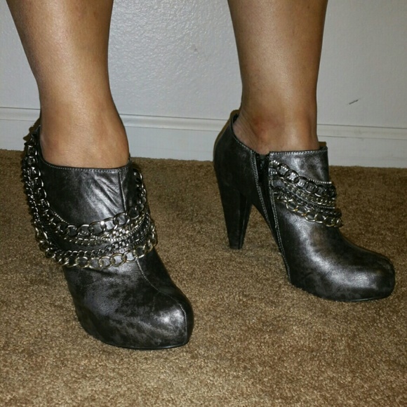 Metallic Chain Swag Ankle Boots