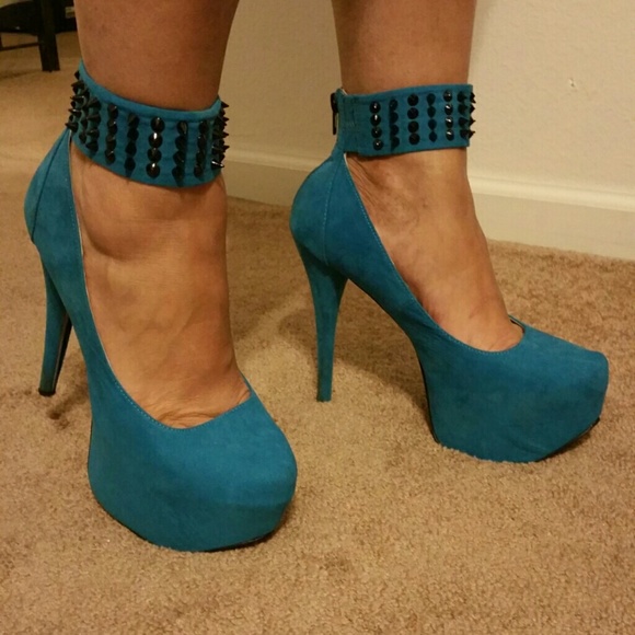 Funky Electric Blue Platform Heels with Spikes