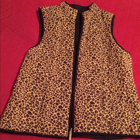 Leopard & black reversible vest.