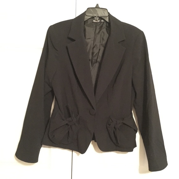 Allen B. Allen Schwartz Jackets & Blazers - Black Blazer with Bowtie Pockets